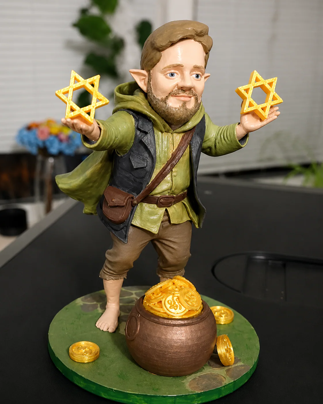 Painted 3D printed fantasy display figure on a detailed circular base